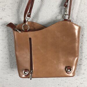 Florence Purse Brown Leather Made in Italy Backpack Convertible Handbag